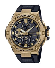 Мужские часы 53,8 мм с золотистым и черным полимерным ремешком GSTB100GB1A9 G-Shock