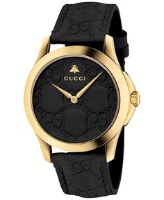 Мужские часы G-Timeless с черным кожаным ремешком, 38 мм Gucci