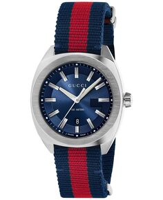 Мужские часы GG2570 Swiss Blue-Red-Blue Web с нейлоновым ремешком, 41 мм YA142304 Gucci
