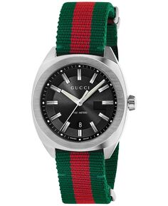 Мужские часы GG2570 Swiss Green-Red-Green Web с нейлоновым ремешком, 41 мм YA142305 Gucci