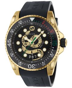 Мужские часы Swiss Diver с черным каучуковым ремешком, 40 мм Gucci