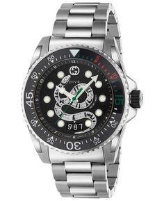 Мужские часы Swiss Diver с браслетом из нержавеющей стали, 45 мм Gucci