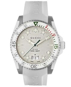 Мужские швейцарские часы Dive с белым каучуковым ремешком, 40 мм Gucci
