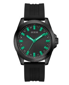 Мужские аналоговые черные силиконовые часы 44 мм GUESS