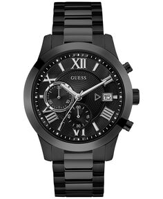 Мужские часы с хронографом, черные часы-браслет из нержавеющей стали, 45 мм U0668G5 GUESS