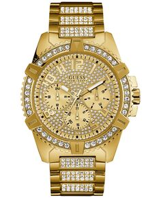 Мужские часы-браслет из нержавеющей стали с кристаллами золотистого цвета, 46 мм GUESS