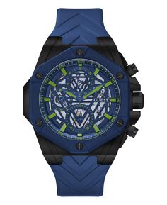 Мужские многофункциональные синие силиконовые часы 47 мм GUESS