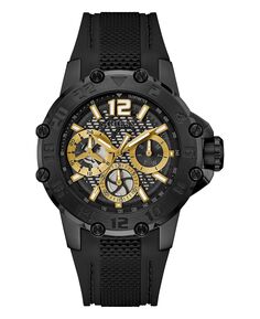 Мужские многофункциональные черные силиконовые часы 46 мм GUESS