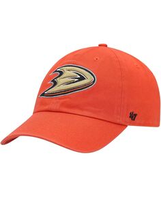 Мужская оранжевая регулируемая кепка Anaheim Ducks Clean Up &apos;47 Brand