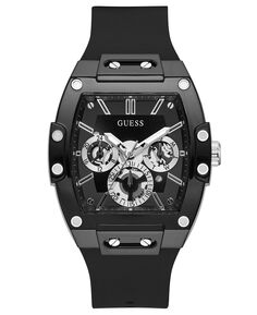 Мужские часы Phoenix с черным силиконовым ремешком 43 мм GUESS