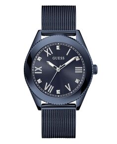 Мужские темно-синие часы с сетчатым браслетом из нержавеющей стали, 44 мм GUESS