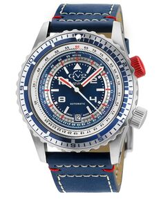 Мужские часы Conta Secondi Swiss автоматические синие кожаные 43 мм GV2 by Gevril