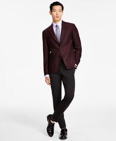 Мужское облегающее шерстяное спортивное пальто с рисунком «елочка» Calvin Klein