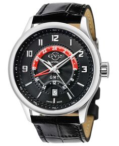 Мужские часы Giromondo швейцарские кварцевые черные кожаные 42 мм GV2 by Gevril