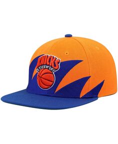 Мужская оранжево-синяя кепка New York Knicks Hardwood Classics Sharktooth Snapback Mitchell &amp; Ness