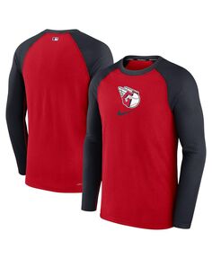 Мужская красная футболка Cleveland Guardians Authentic Collection Game Raglan Performance с длинным рукавом Nike