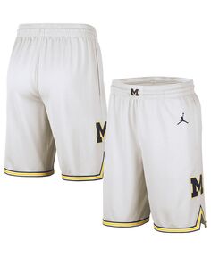 Мужские брендовые белые баскетбольные шорты Michigan Wolverines Replica Team Jordan