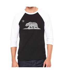 Мужская футболка реглан Word Art California Bear LA Pop Art