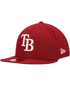 Мужская приталенная кепка Cardinal Tampa Bay Rays белая с логотипом 59FIFTY New Era