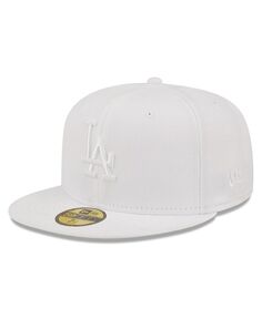 Мужская приталенная кепка Los Angeles Dodgers белая на белом 59FIFTY New Era
