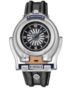 Мужские автоматические часы Triton с черным ремешком из натуральной кожи, 49 мм GV2 by Gevril