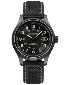Мужские швейцарские автоматические часы цвета хаки с черным холщовым ремешком, 42 мм, H70575733 Hamilton