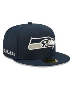 Мужская приталенная шляпа Alpha 59FIFTY College Navy Seattle Seahawks x Alpha Industries New Era