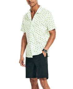 Мужская рубашка с короткими рукавами и воротником лагеря Navtech с принтом лайма Nautica