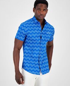 Мужская рубашка на пуговицах с зигзагообразным принтом Armani Exchange