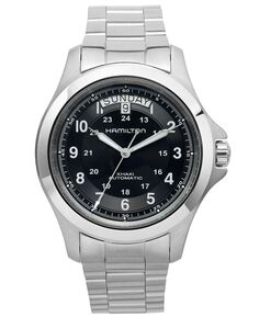 Мужские швейцарские автоматические часы цвета хаки King с браслетом из нержавеющей стали, 40 мм, H64455133 Hamilton