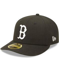 Мужская приталенная шляпа Boston Red Sox черно-белая с низким профилем 59FIFTY New Era