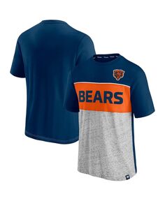 Мужская футболка темно-синего цвета с фирменным рисунком Chicago Bears с цветными блоками Fanatics