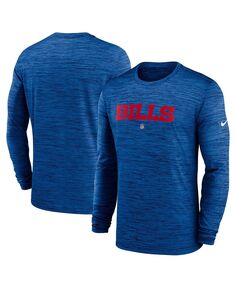 Мужская футболка с длинным рукавом Royal Buffalo Bills Sideline Team Velocity Performance Nike