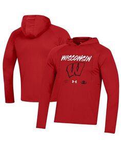 Мужская футболка с длинным рукавом и длинным рукавом Red Wisconsin Badgers On Court Shooting Under Armour