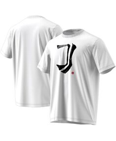 Мужская белая футболка Juventus с китайской каллиграфией adidas