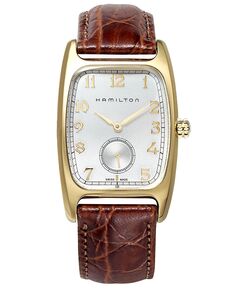 Мужские швейцарские часы Boulton с коричневым кожаным ремешком 27 мм H13431553 Hamilton