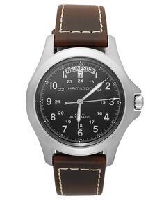 Часы мужские швейцарские автоматические, кожаный ремешок цвета хаки King, коричневый, 40 мм, H64455533 Hamilton