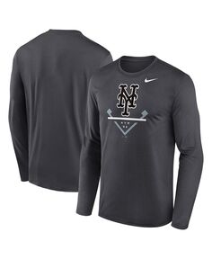 Мужская антрацитовая футболка с длинным рукавом New York Mets Icon Legend Performance Nike