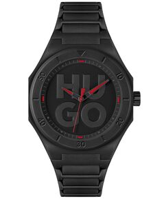 Мужские часы Grail кварцевые черные силиконовые 42 мм HUGO