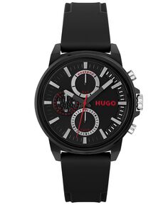 Мужские часы Relax с черным силиконовым ремешком, 45 мм HUGO