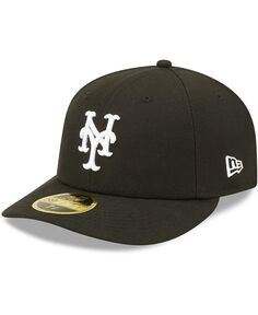 Мужская приталенная шляпа New York Mets черно-белая с низким профилем 59FIFTY New Era