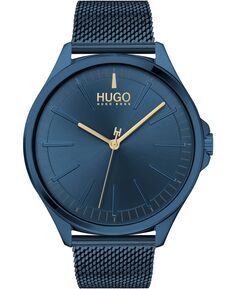 Мужские часы #Smash синие с сетчатым браслетом из нержавеющей стали, 43 мм HUGO