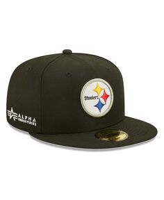 Мужская приталенная шляпа X Alpha Industries Black Pittsburgh Steelers Alpha 59Fifty New Era