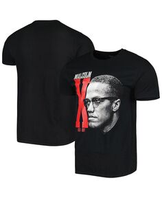 Мужская и женская черная футболка с рисунком Malcolm X Philcos