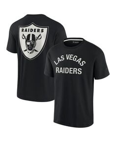 Мужская и женская черная супермягкая футболка с короткими рукавами Las Vegas Raiders Fanatics Signature