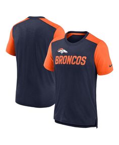 Мужская темно-синяя и оранжевая футболка с рисунком Denver Broncos в стиле колор-блок с названием команды Nike