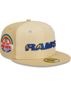 Мужская приталенная шляпа цвета хаки Los Angeles Rams из рафии спереди 59FIFTY New Era
