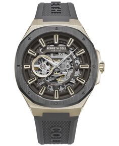 Мужские автоматические часы с серым силиконовым ремешком 44 мм Kenneth Cole