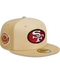 Мужская приталенная шляпа цвета хаки San Francisco 49ers из рафии спереди 59FIFTY New Era