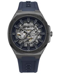 Мужские автоматические часы с синим силиконовым ремешком, 44 мм Kenneth Cole